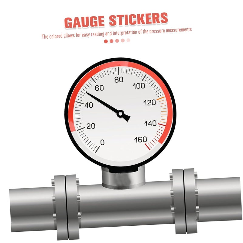 Red Pressure Gauge Labels 5 Sheets Adhesive Decals For Easy Read Identification Strong Secure Placement - Image 3